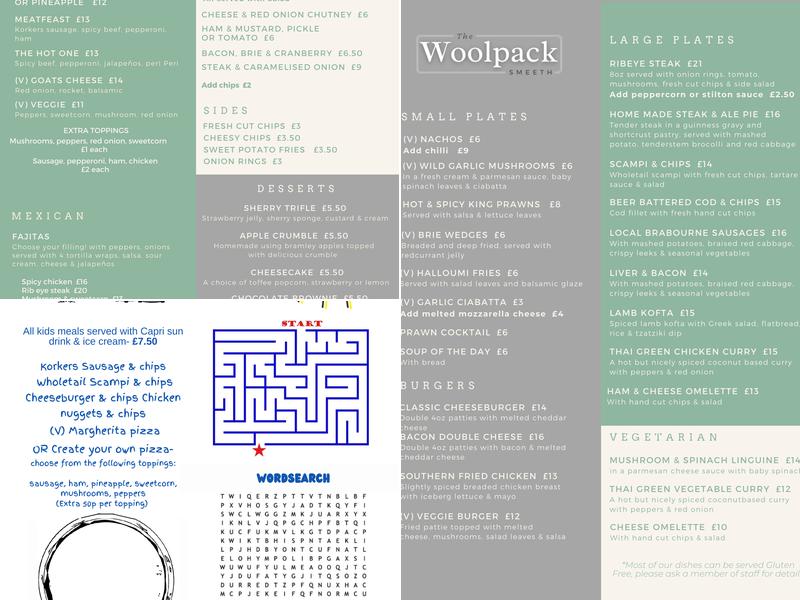 The Woolpack Inn Smeeth Menu