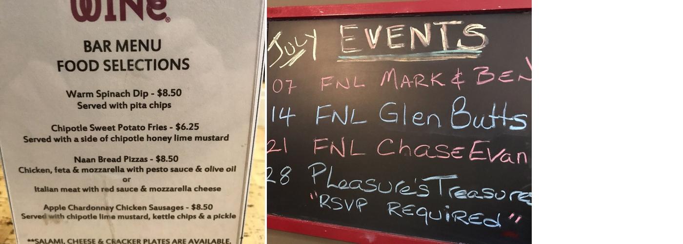 Pleasure Is All Wine Menu