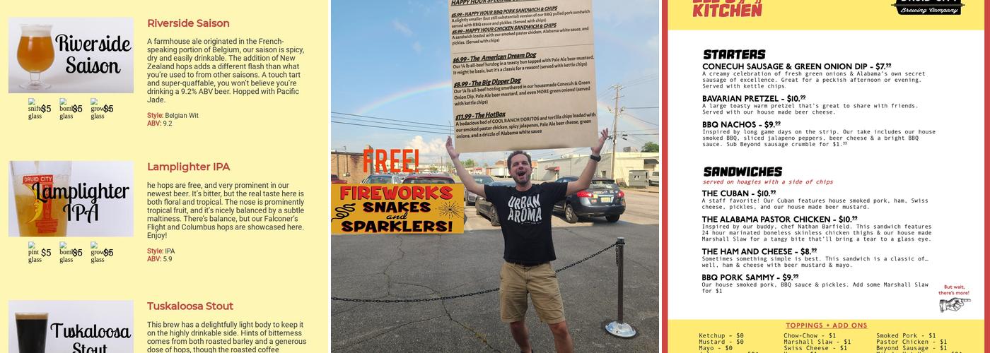 Druid City Brewing Company Taproom Menu