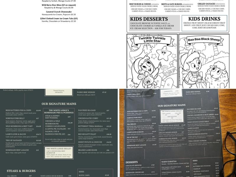 The White Lodge Menu