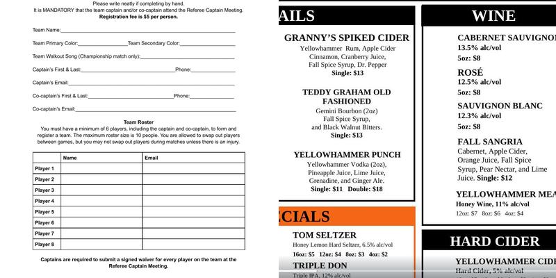 The Lost Highway Lounge Menu