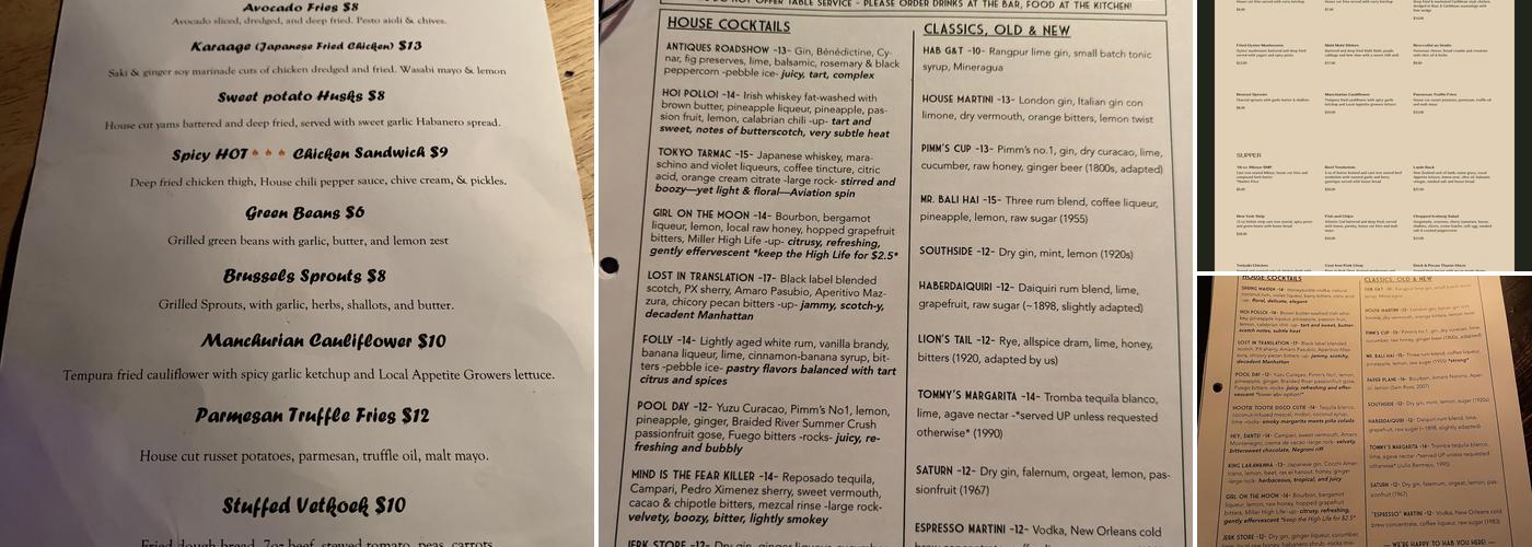 The Haberdasher Menu