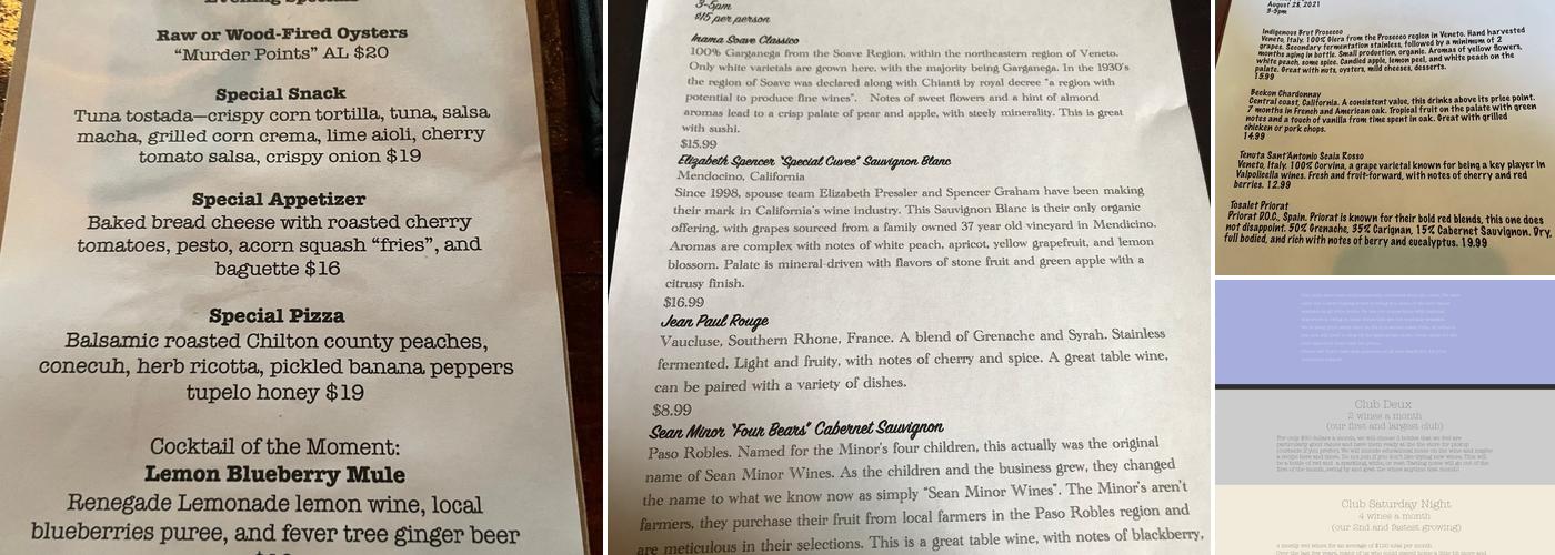 Red or White Wine Mobile Menu