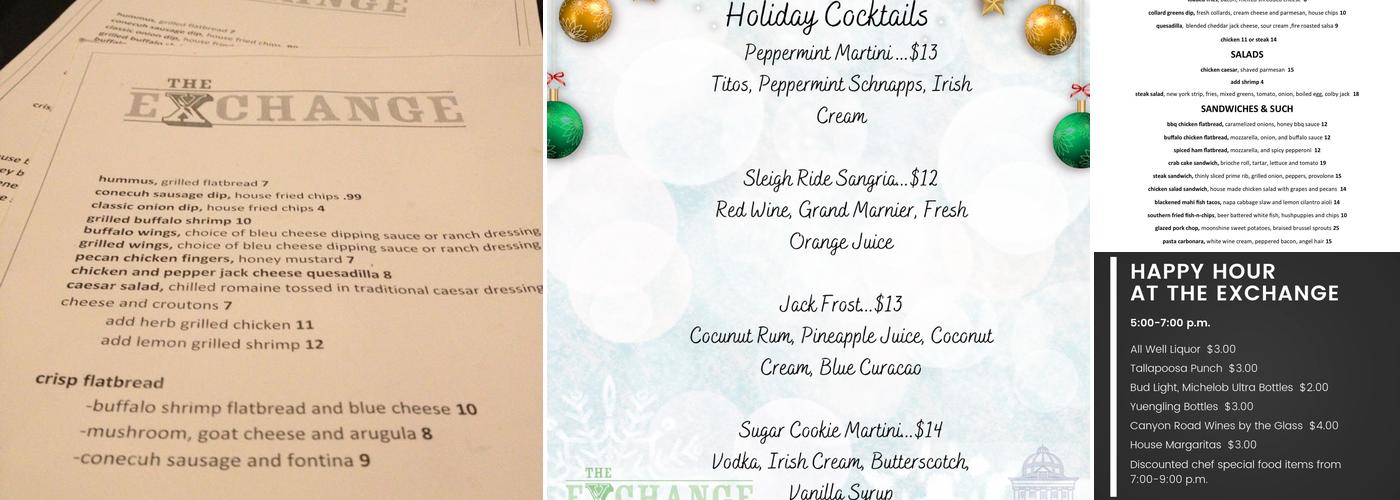The Exchange Bar Menu