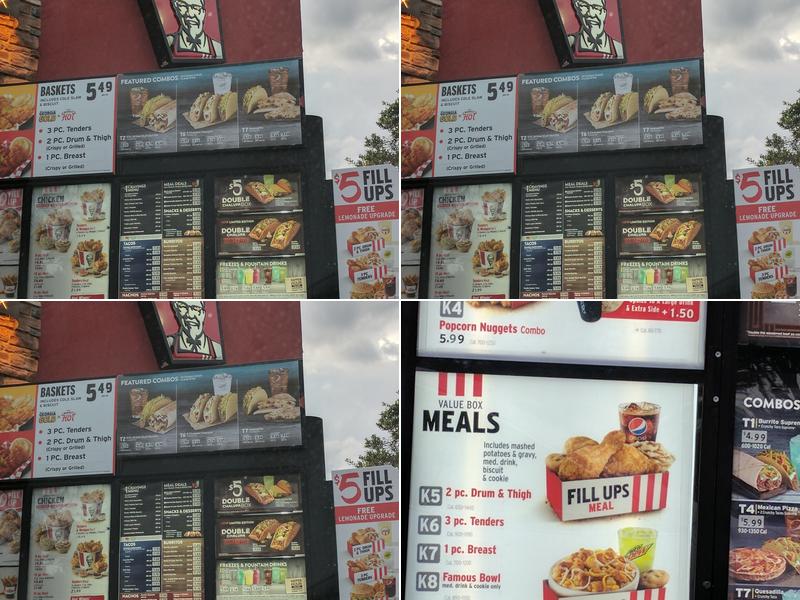 KFC Menu