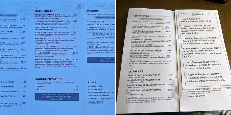The Dukes Head Menu