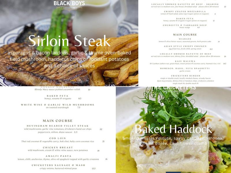 The Aldborough Black Boys Menu