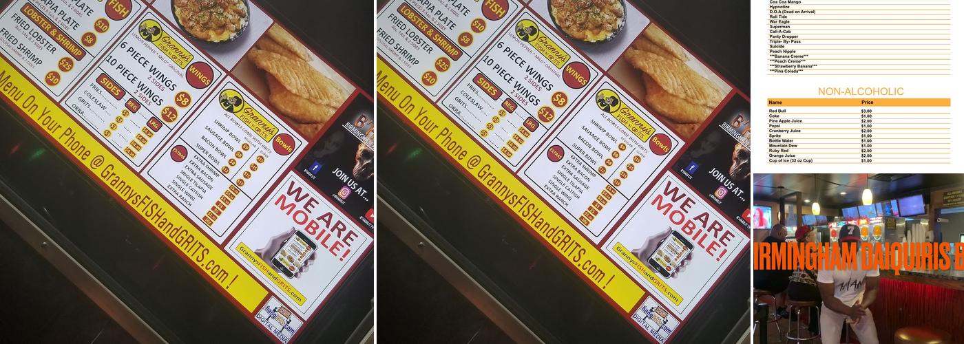 Birmingham Daiquiris LLC Menu