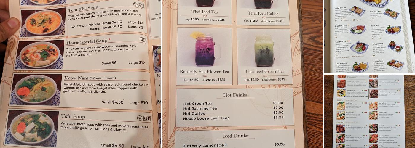 Taste of Thai Menu