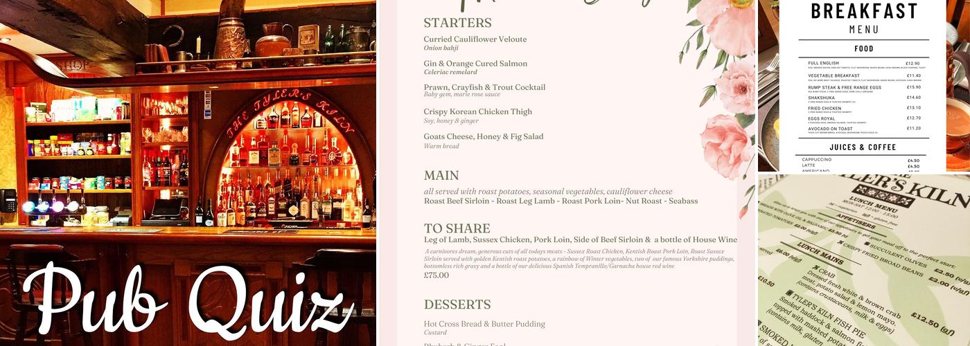 The Tyler's Kiln Public House Menu