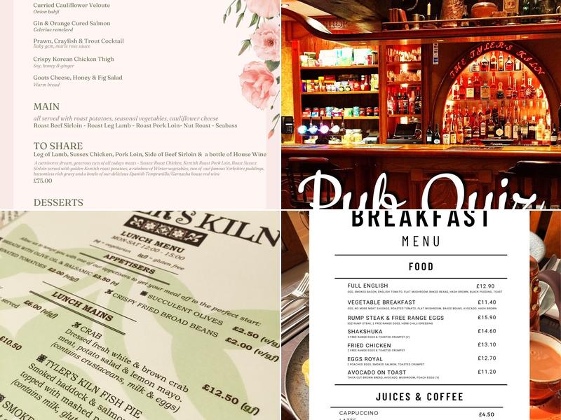 The Tyler's Kiln Public House Menu