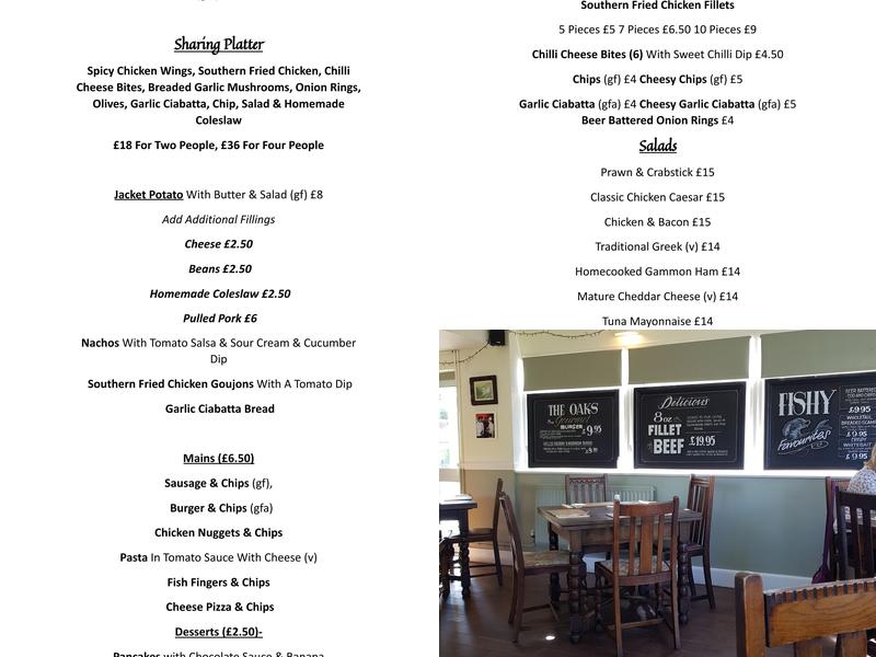 The Royal Oak Menu