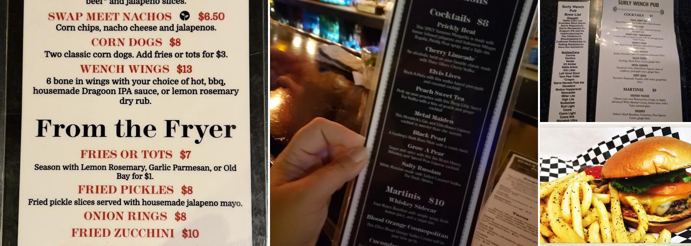 Surly Wench Pub Menu