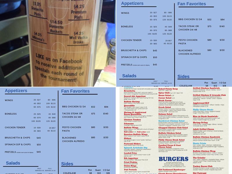 Blue 32 Sports Grill Menu