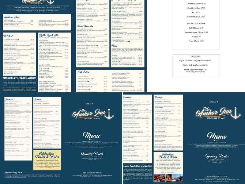 Anchor Inn Stratford St Mary Menu
