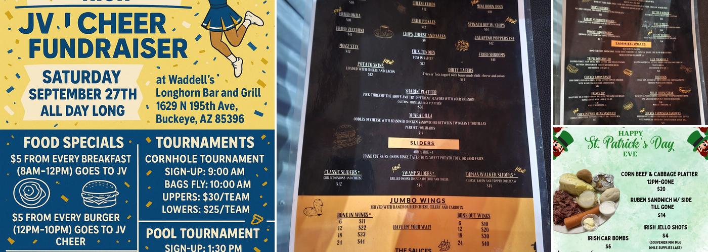 Waddell's Longhorn Menu