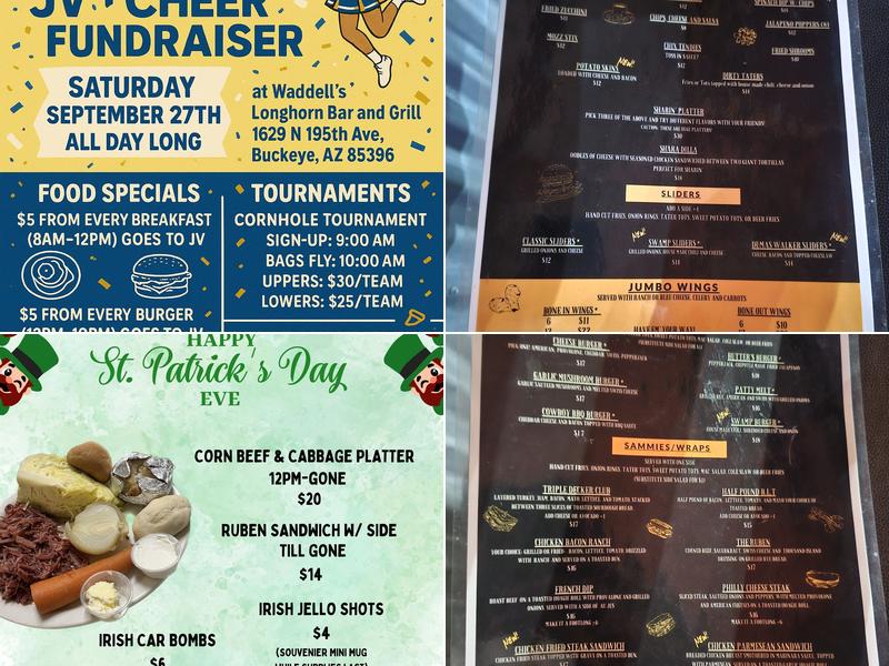 Waddell's Longhorn Menu