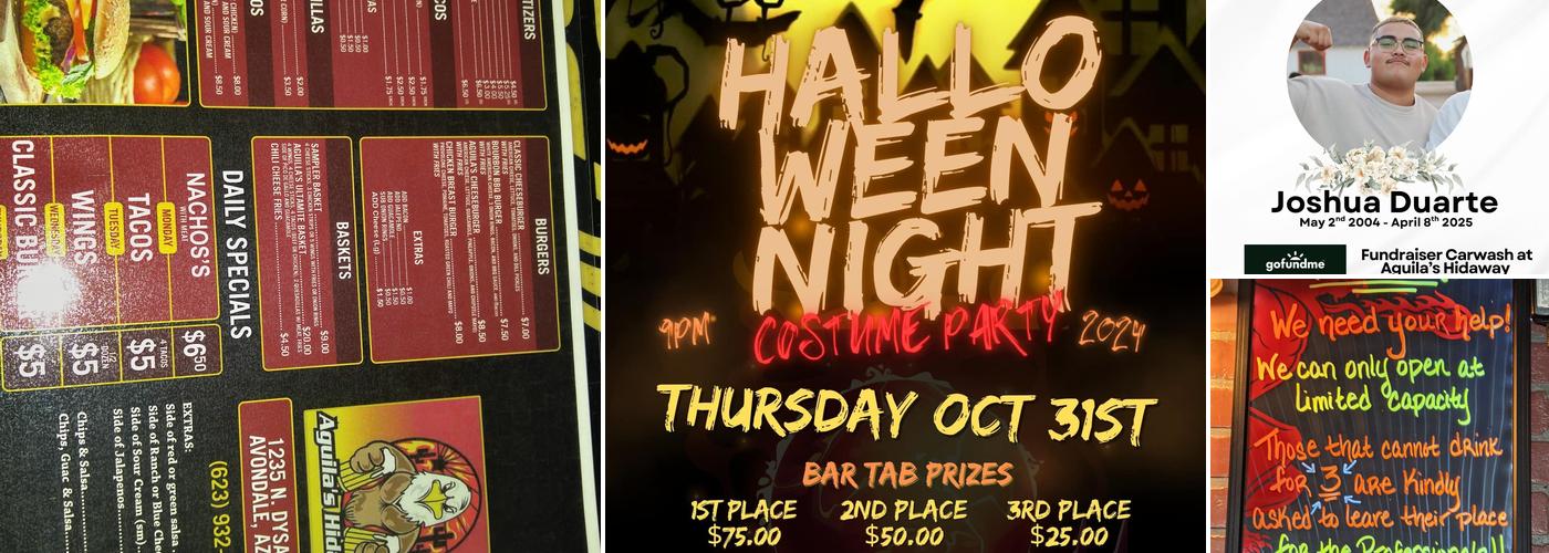 Aguila's Hidaway Menu