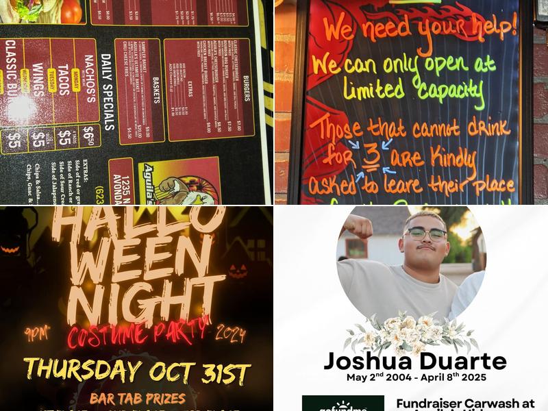 Aguila's Hidaway Menu