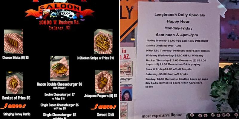 Longbranch Saloon Menu