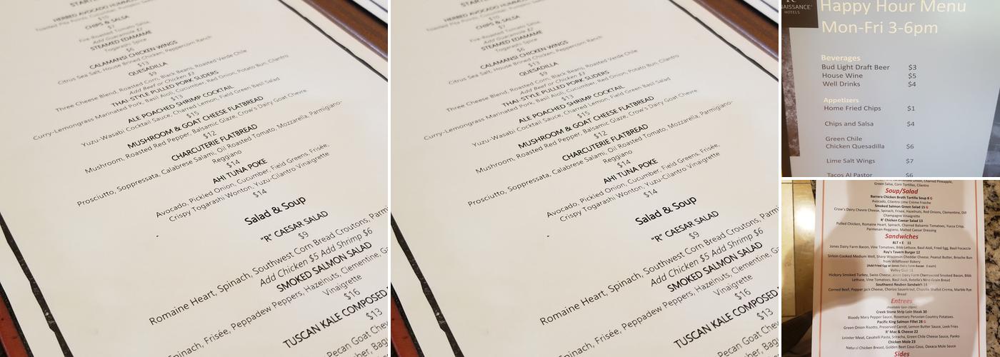 Rays Bar Soleil Restaurant Menu