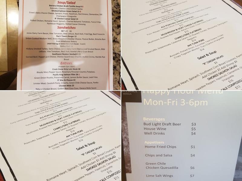 Rays Bar Soleil Restaurant Menu