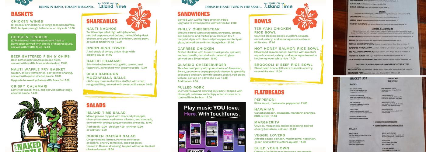 Turtle Beach Bar Menu