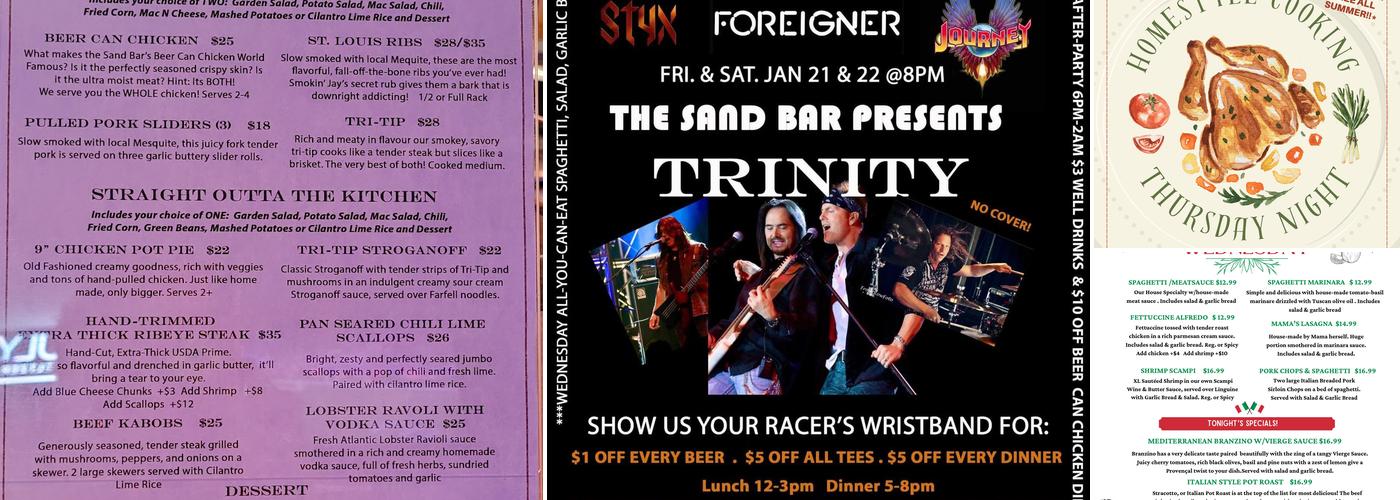 The Sand Bar Menu