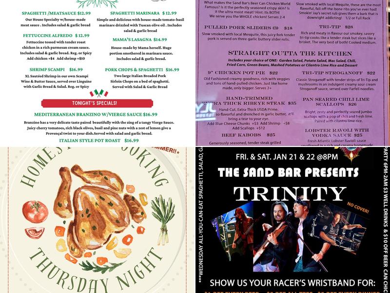 The Sand Bar Menu