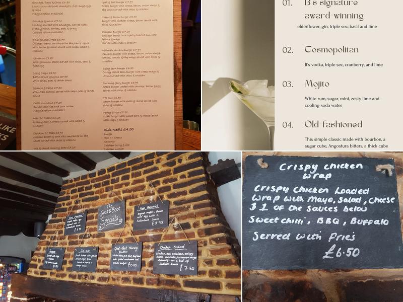 The Goat & Boot Menu