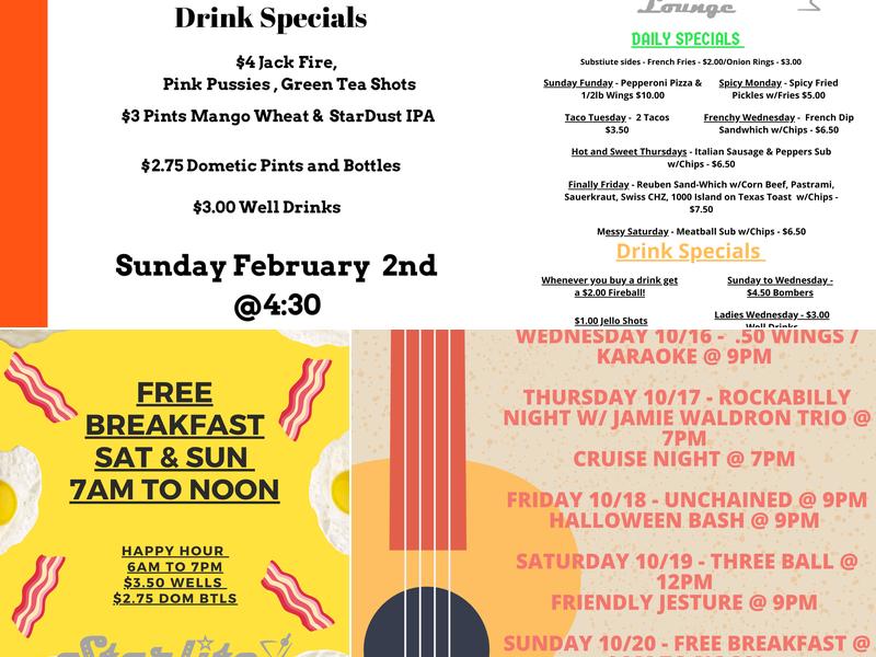 Starlite Lounge Menu