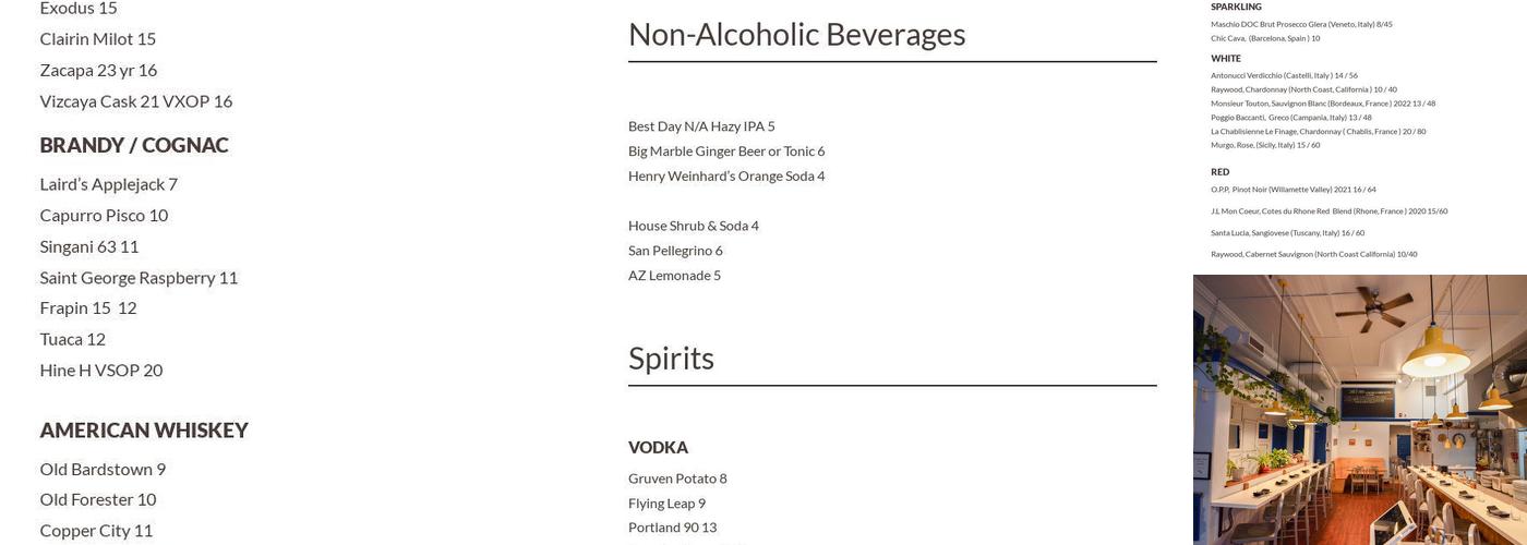 Shift Kitchen & Bar Menu