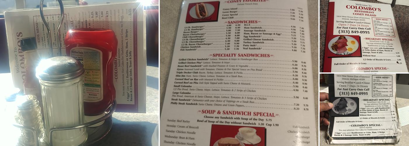 Colombo's Coney Island Restaurant Menu