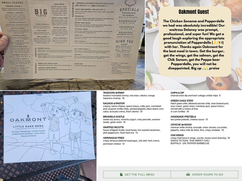 The Oakmont Menu