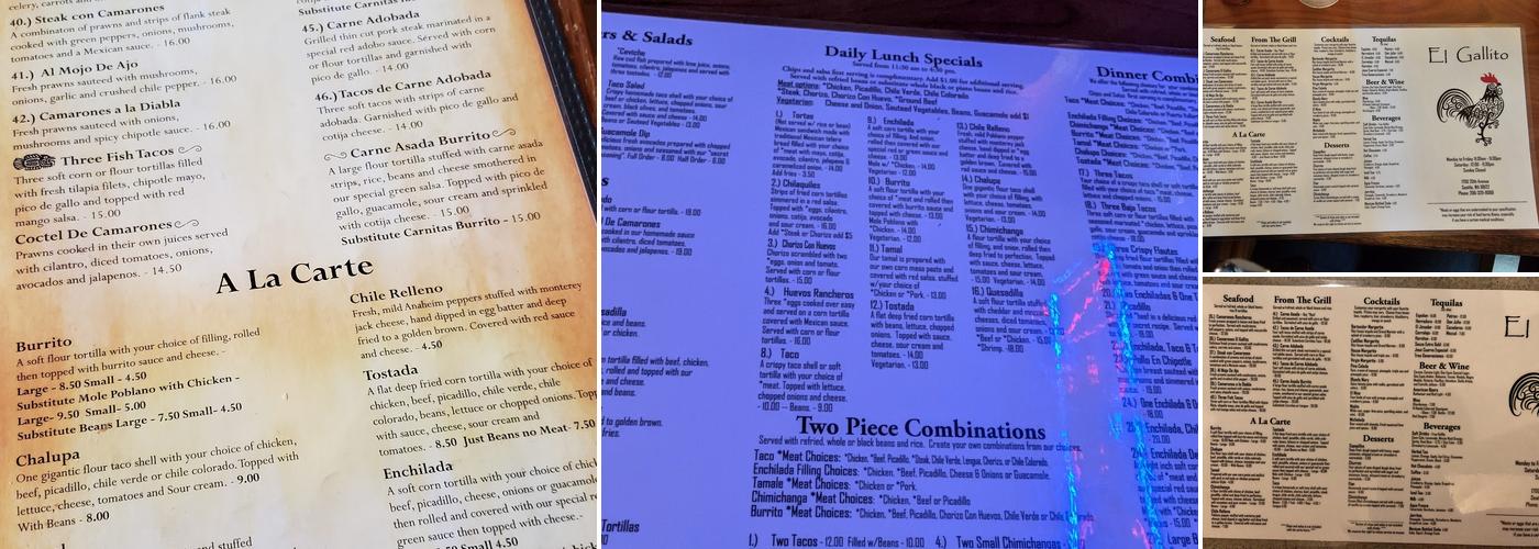 El Gallito Menu