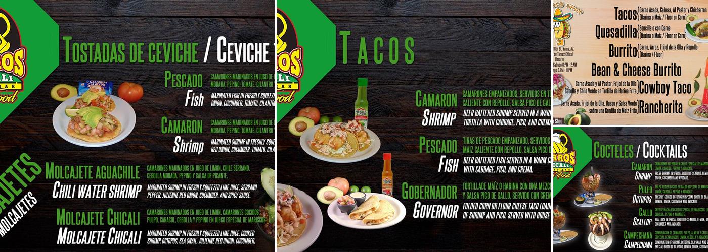 Tarros Chicali Menu
