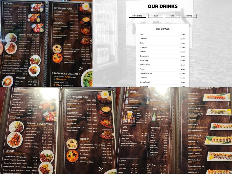 Kobe Bellevue Restaurant Menu