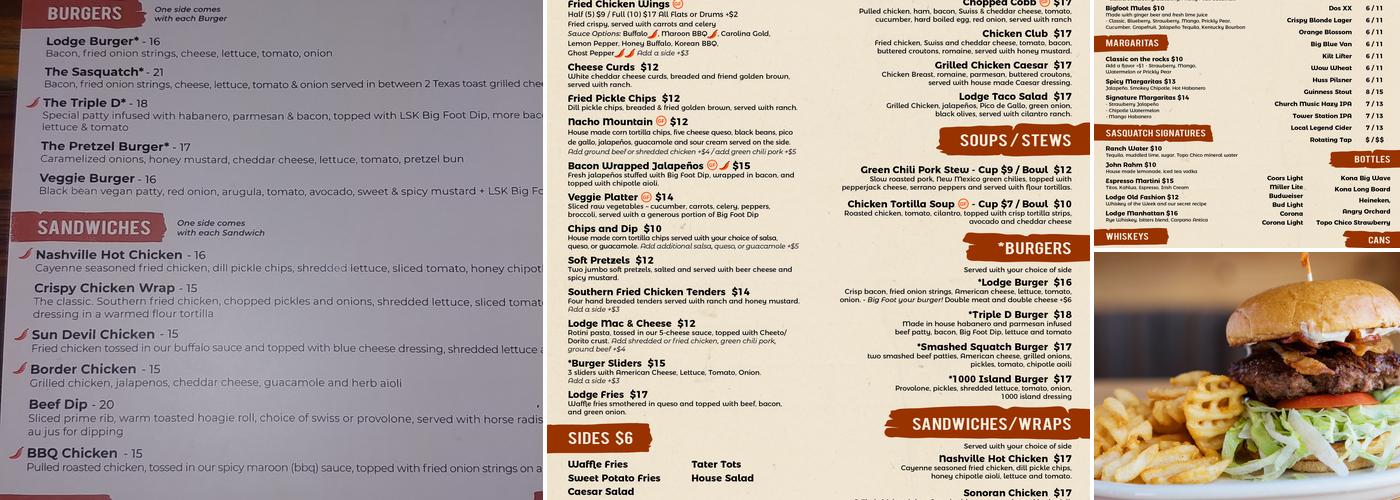 The Lodge Sasquatch Kitchen Menu