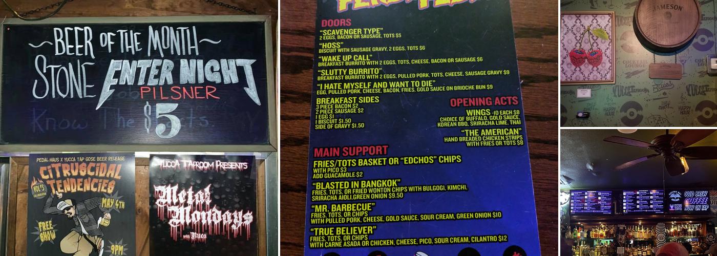Yucca Tap Room Menu