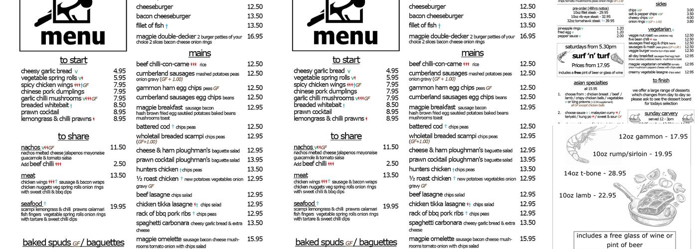 Magpie Combs Ford Menu