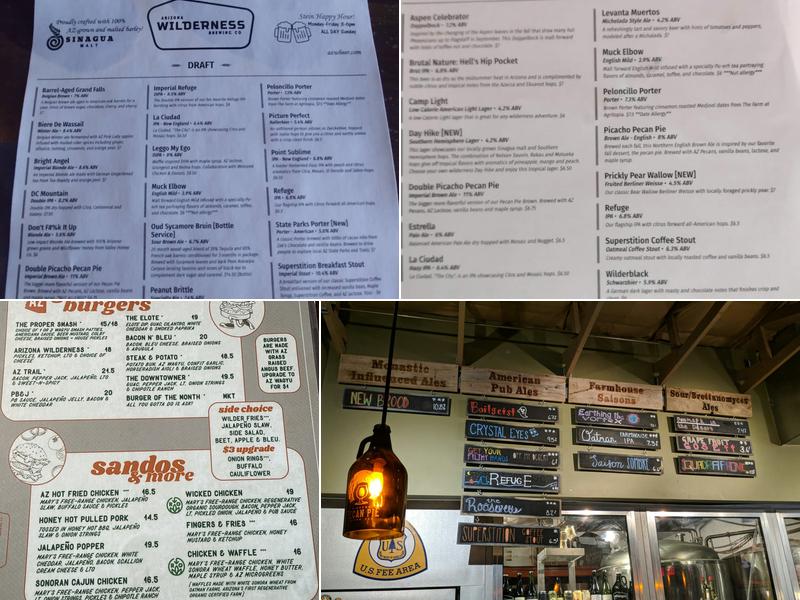 Arizona Wilderness Gilbert Brewpub Menu