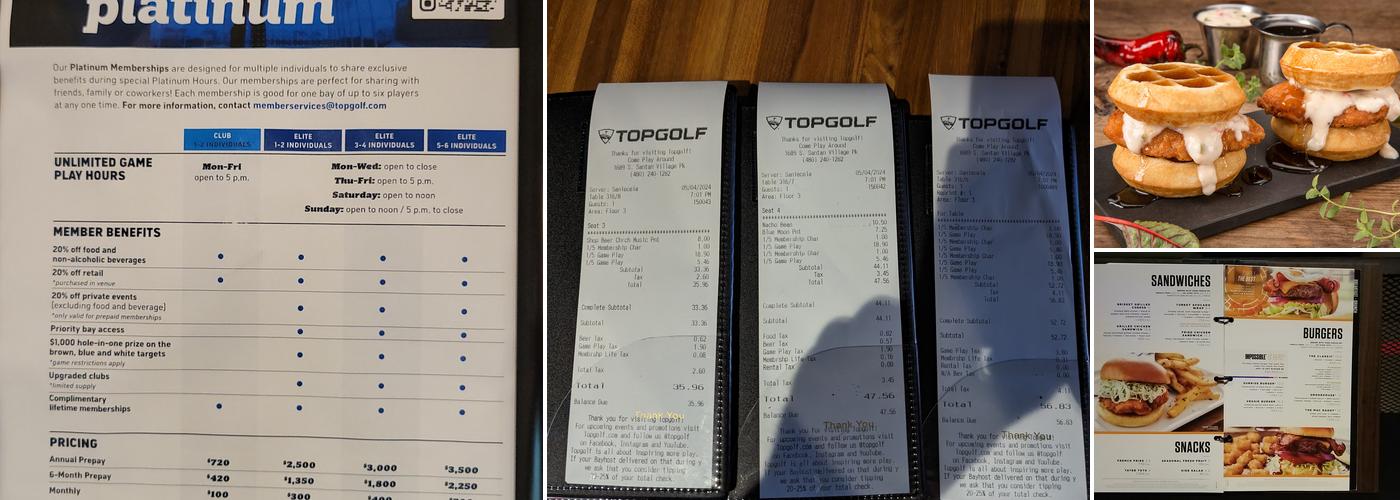 Topgolf Menu