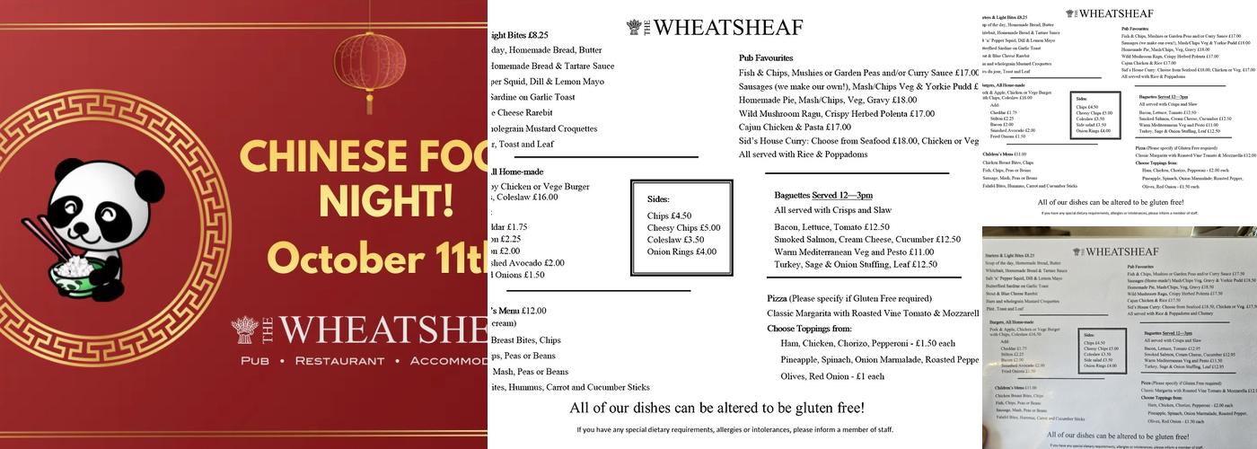 The Wheatsheaf West Beckham Menu