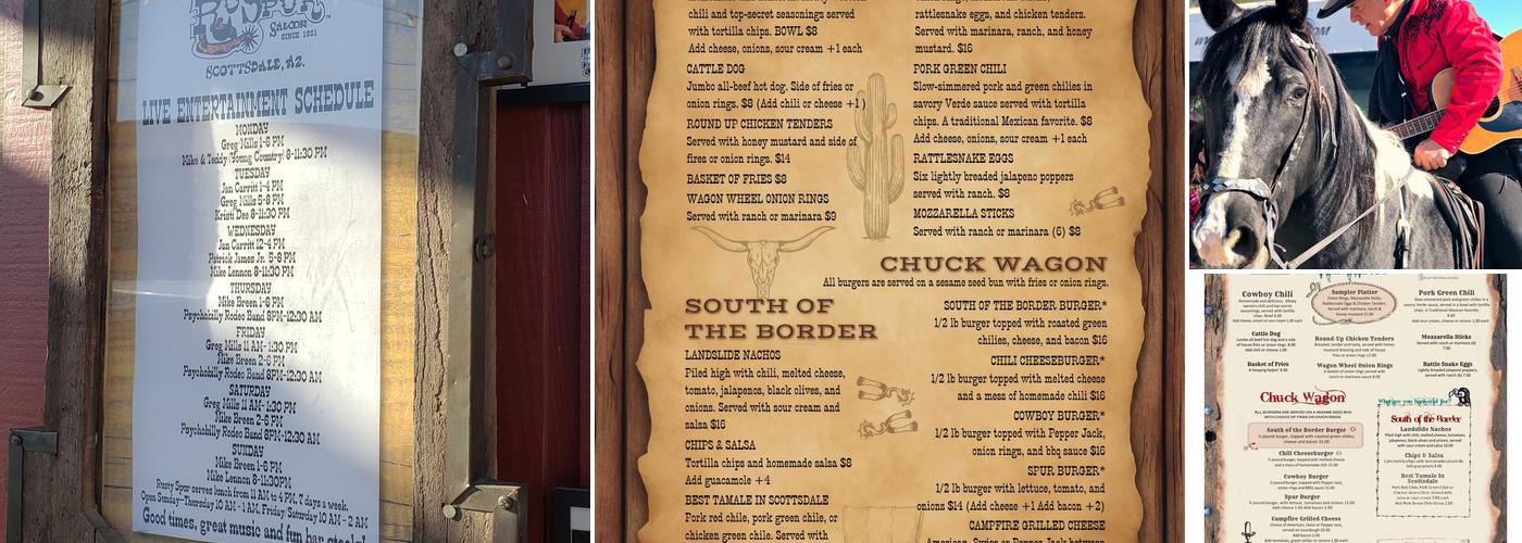 Rusty Spur Saloon Menu