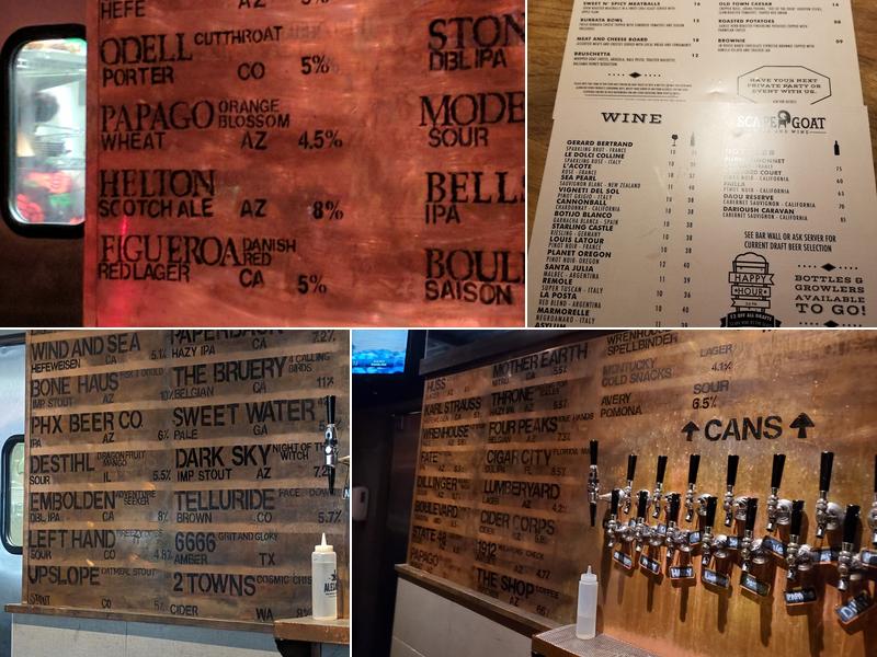 Scapegoat Beer and Wine Menu