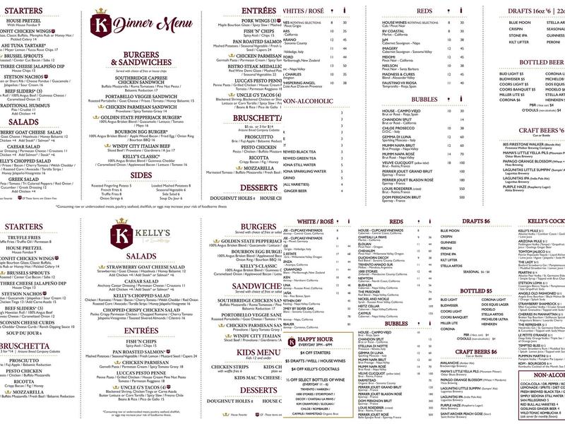 Kelly's at Southbridge Menu
