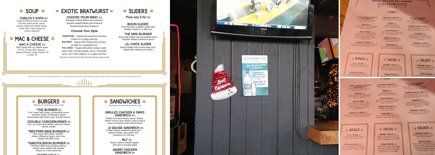 Goodwood Tavern Menu