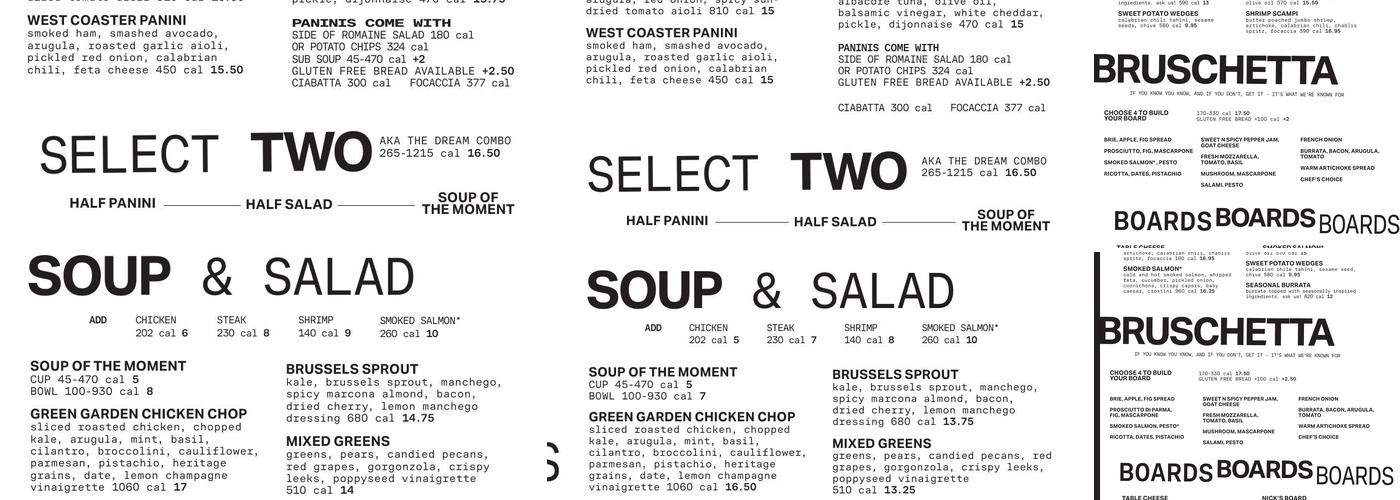 Postino Highland Menu