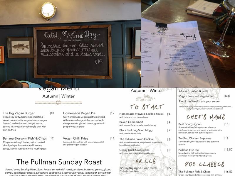 The Pullman Folkestone Menu