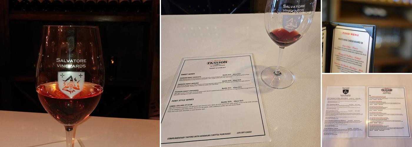 Salvatore Vineyards Tasting Room Menu